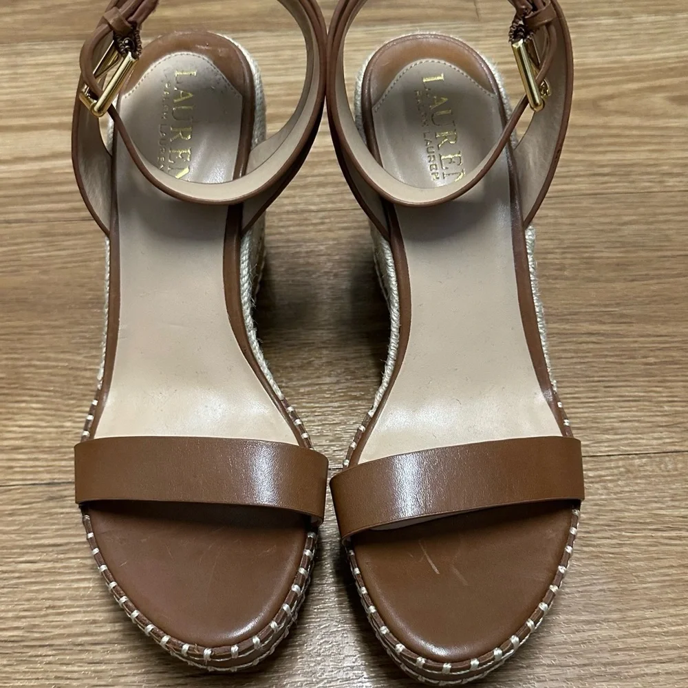 LAUREN RALPH LAUREN Wedge Platform Open Toes Sandals Espadrilles